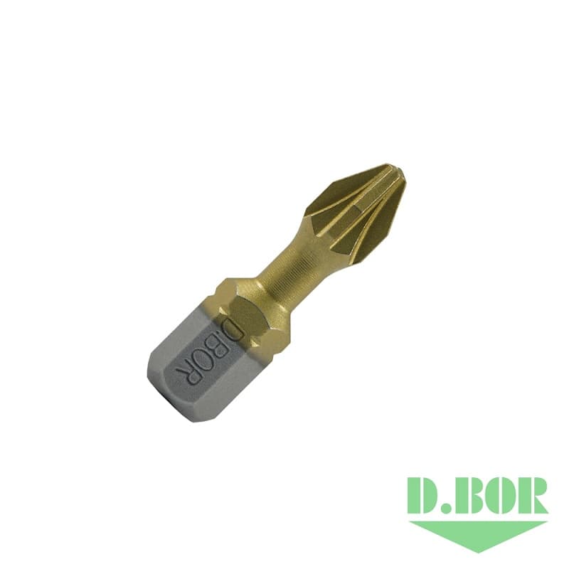 Биты фрезерованные с покрытием нитрид титана TiN-half, Pz 3x25 мм, Torsion, C 6,3 
(арт. D-THT-PZ03-025-010) (10 шт.) "D.BOR"