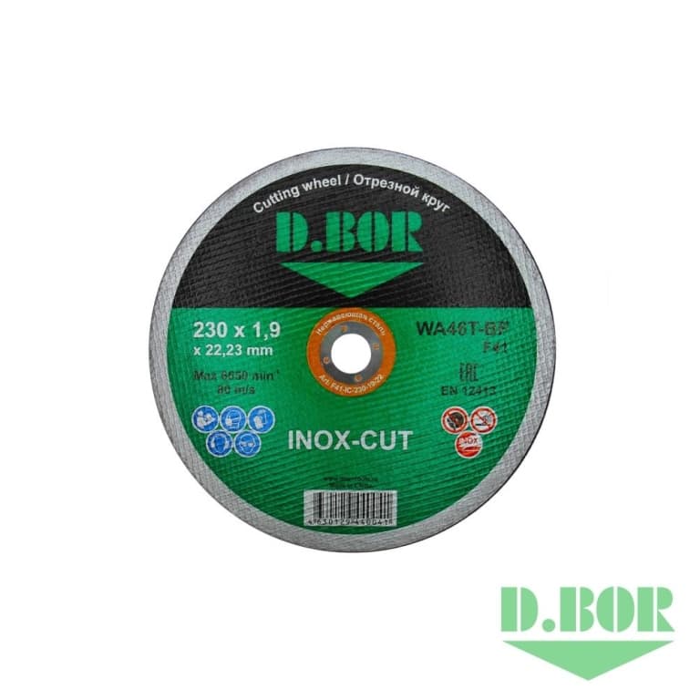 Отрезной диск по нержавеющей стали INOX-CUT WA46T-BF, F41, 230x1,9x22,23 
(арт. F41-IC-230-19-22) "D.BOR