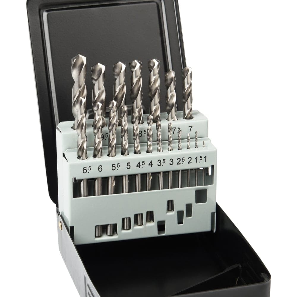 Набор сверл по металлу шлифованные, HSS-G DIN 338 19 шт. (1 - 10 х 0,5 мм) 
(арт. TD-338-HSS-MS1-19) "D.BOR"