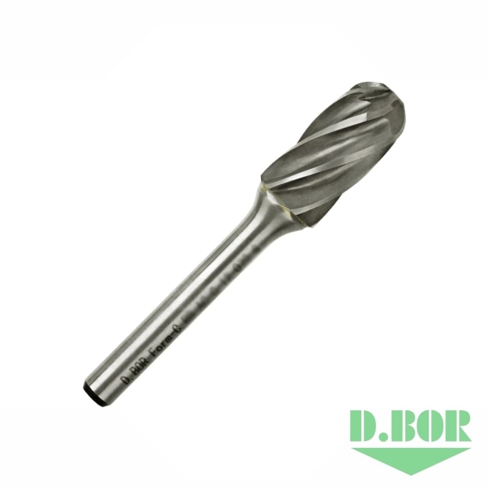 Бор-фреза форма С (цилиндр со сферическим концом) ALU 10*20/65 хв. 6 мм 
(арт. RB-AC-C-10-065-6) "D.BOR"