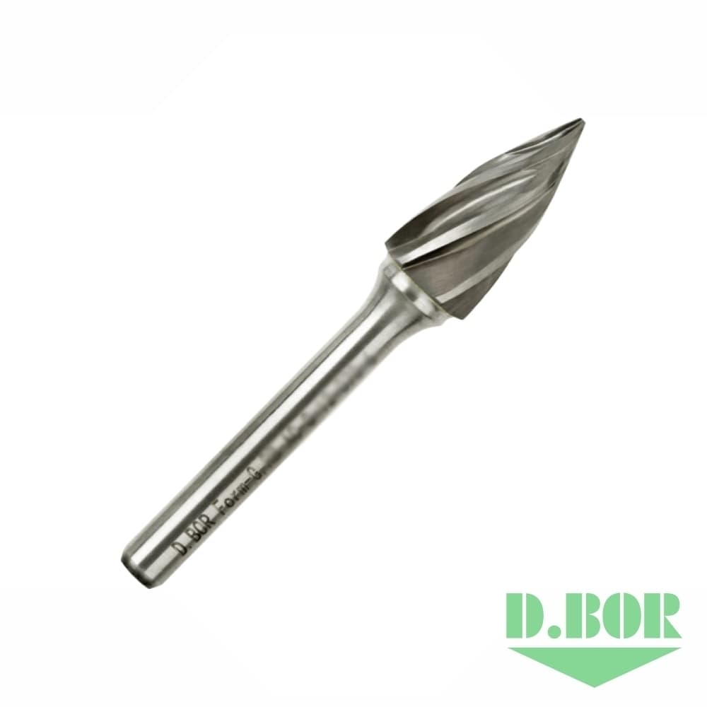 Бор-фреза форма G (парабола с заостренной головой) ALU 10*20/65 хв. 6 мм 
(арт. RB-AC-G-10-065-6) "D.BOR"