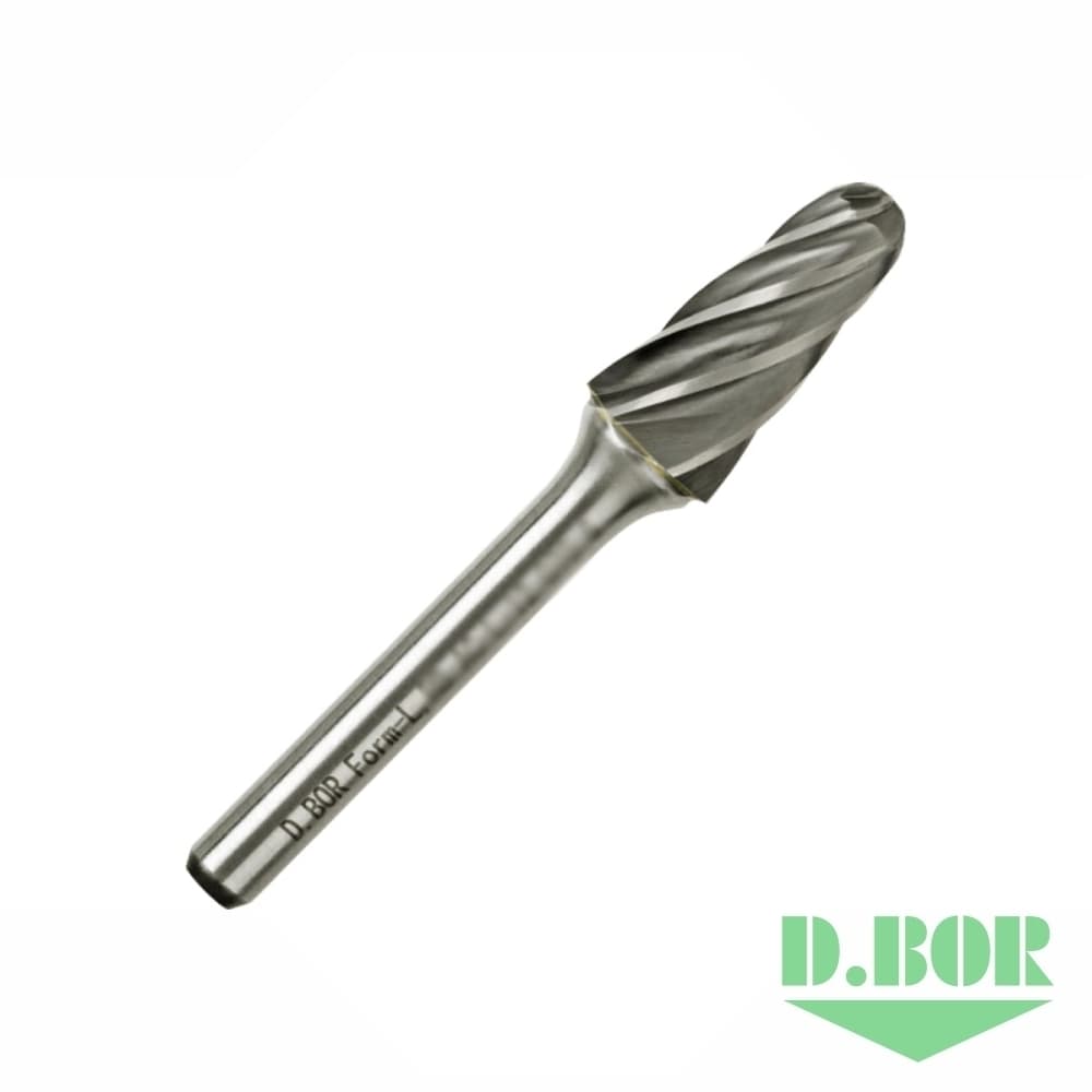 Бор-фреза форма L (конус с закругленной головой) ALU 10*20/65 хв. 6 мм 
(арт. RB-AC-L-10-065-6) "D.BOR"