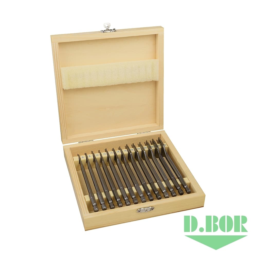 Набор сверл по дереву перьевых SPEED, 13 шт. (6 - 25 х 152 мм) 
(арт. DBW2-FL1-Q-WS1-13) "D.BOR"