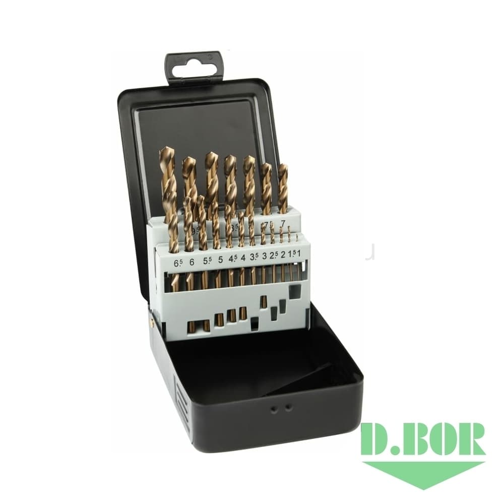 Набор сверл по металлу COBALT 5%, HSS-Co DIN 338 19 шт. (1 - 10 х 0,5 мм) 
(арт. TD-338-CO5-MS1-19) "D.BOR"