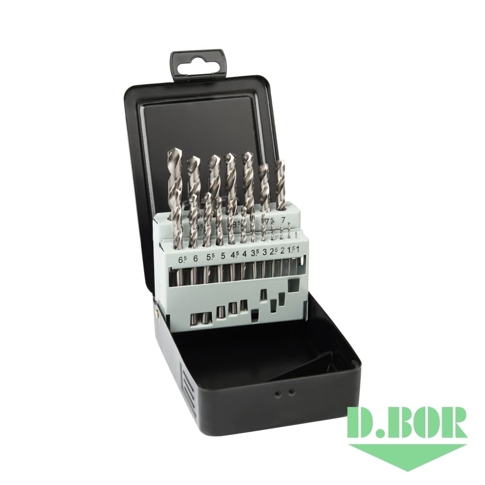 Набор сверл по металлу шлифованные, HSS-G DIN 338 19 шт. (1 - 10 х 0,5 мм) 
(арт. TD-338-HSS-MS1-19) "D.BOR"