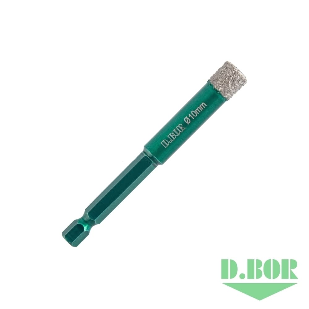 Алмазное сверло-коронка, шестигранный хв. E 6,3, KERAMOGRANIT-DRY, 10*80 мм. 
(арт. KG-D-DDC3-010) "D.BOR"