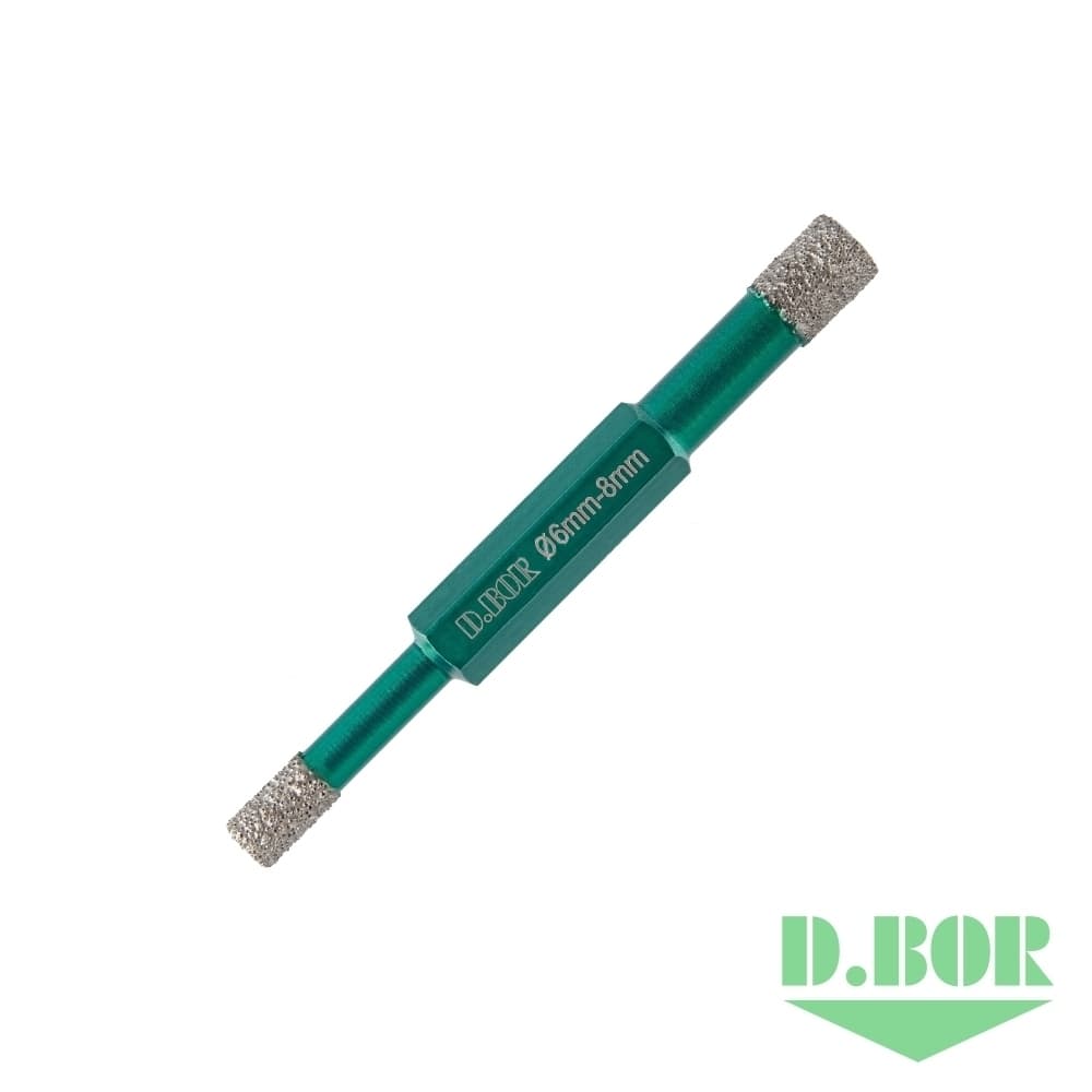 Алмазное сверло-коронка, двухстороннее, KERAMOGRANIT-DRY, 6x8*80 мм. 
(арт. KG-D-DDCD-0608) "D.BOR"
