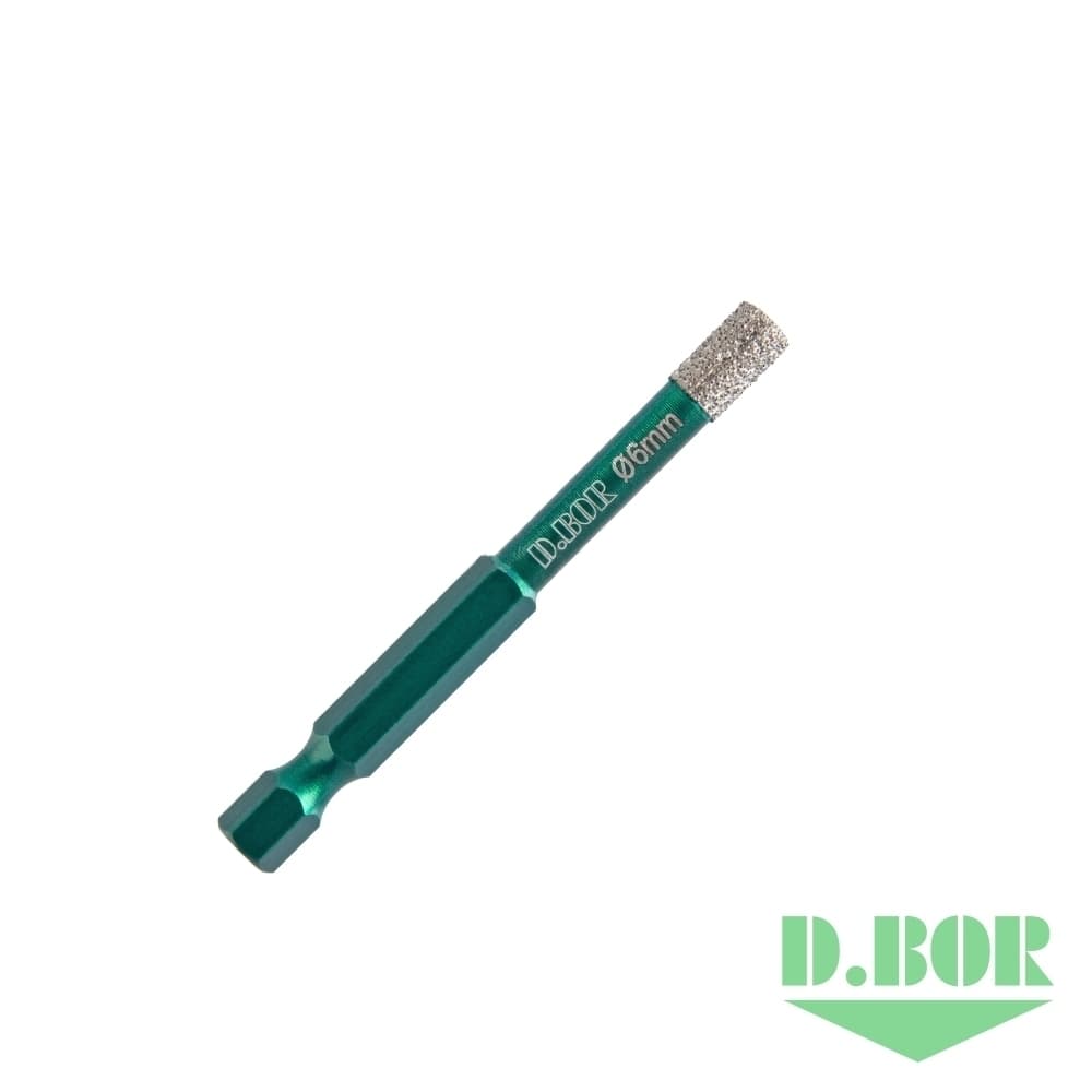 Алмазное сверло-коронка, шестигранный хв. E 6,3, KERAMOGRANIT-DRY, 8*80 мм. 
(арт. KG-D-DDC3-008) "D.BOR"