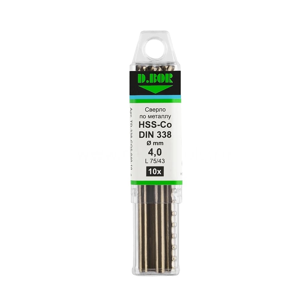 Сверла по металлу COBALT 5%, HSS-Co DIN 338 3,2*36/65 (арт. TD-338-CO5-032-10) 
(10 шт.) "D.BOR"