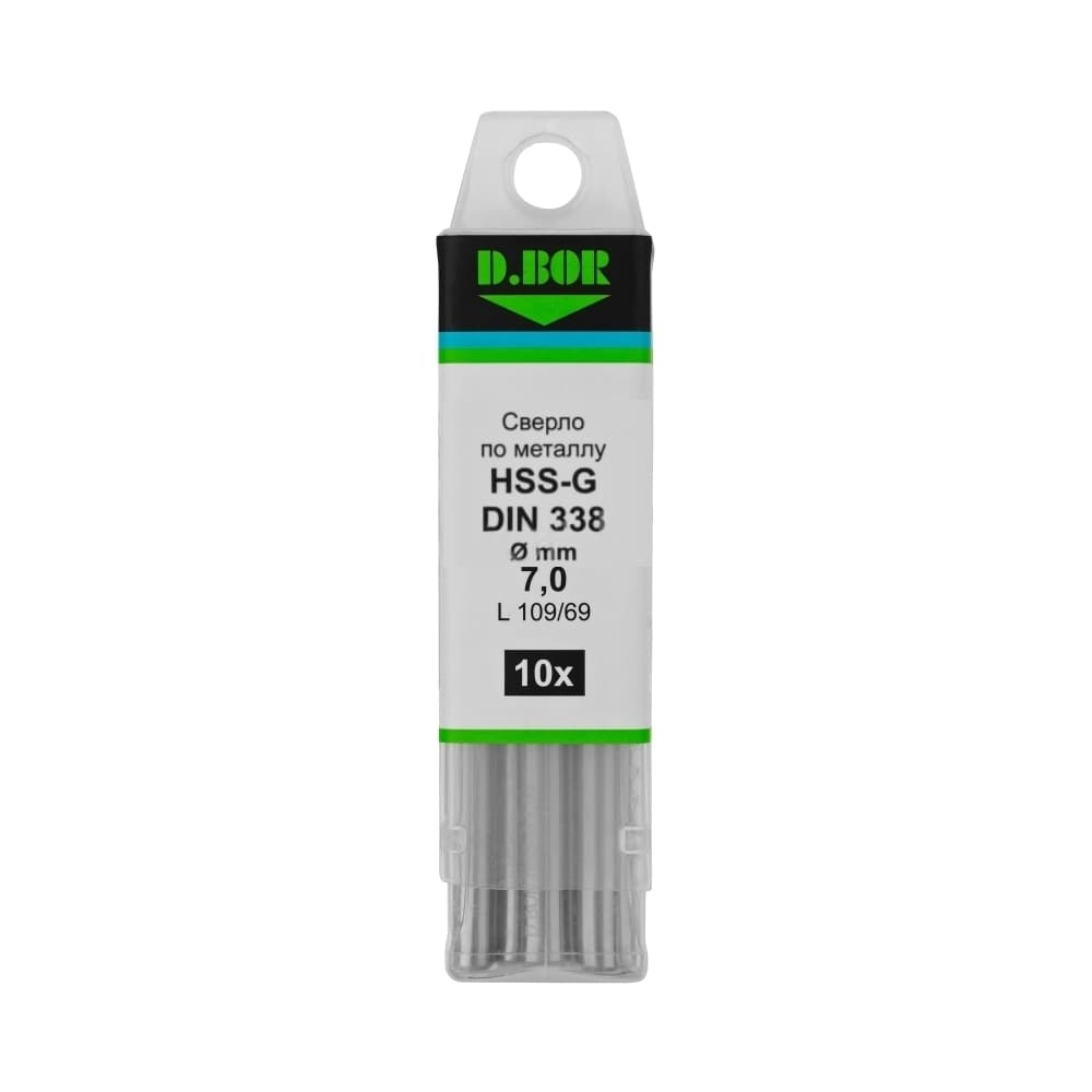 Сверла по металлу шлифованные, HSS-G DIN 338 7,2*69/109 (арт. TD-338-HSS-072-10) 
(10 шт.) "D.BOR"