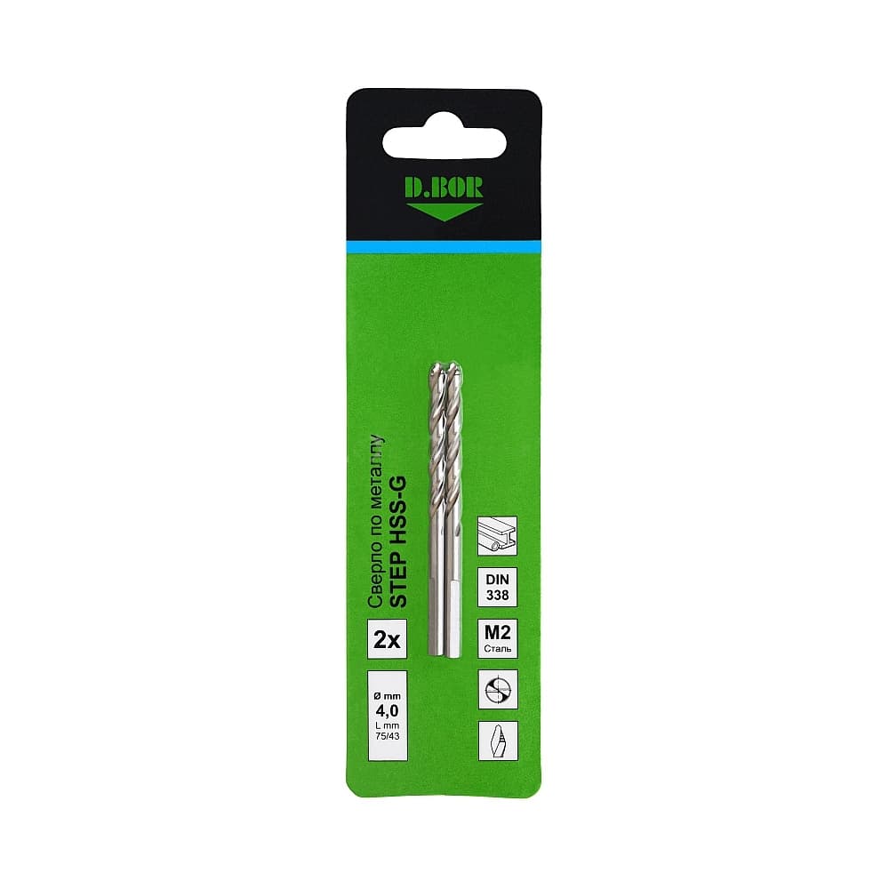 Сверло по металлу шлифованное STEP, HSS-G DIN 338 3,2*36/65 (арт. TDS-338-HSS-032-02) 
(2 шт.) "D.BOR"